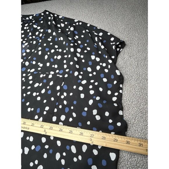 Torrid 4 Top 4X Black Blue White Polka Dot Zip Neck Popover Lightweight Office - Picture 5 of 8